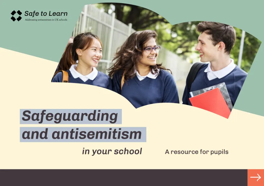 The front cover of the Safeguarding and Antisemitism in your School document