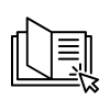 An icon depicting learning by showing a book