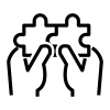 An icon depicting a jigsaw being pieced together